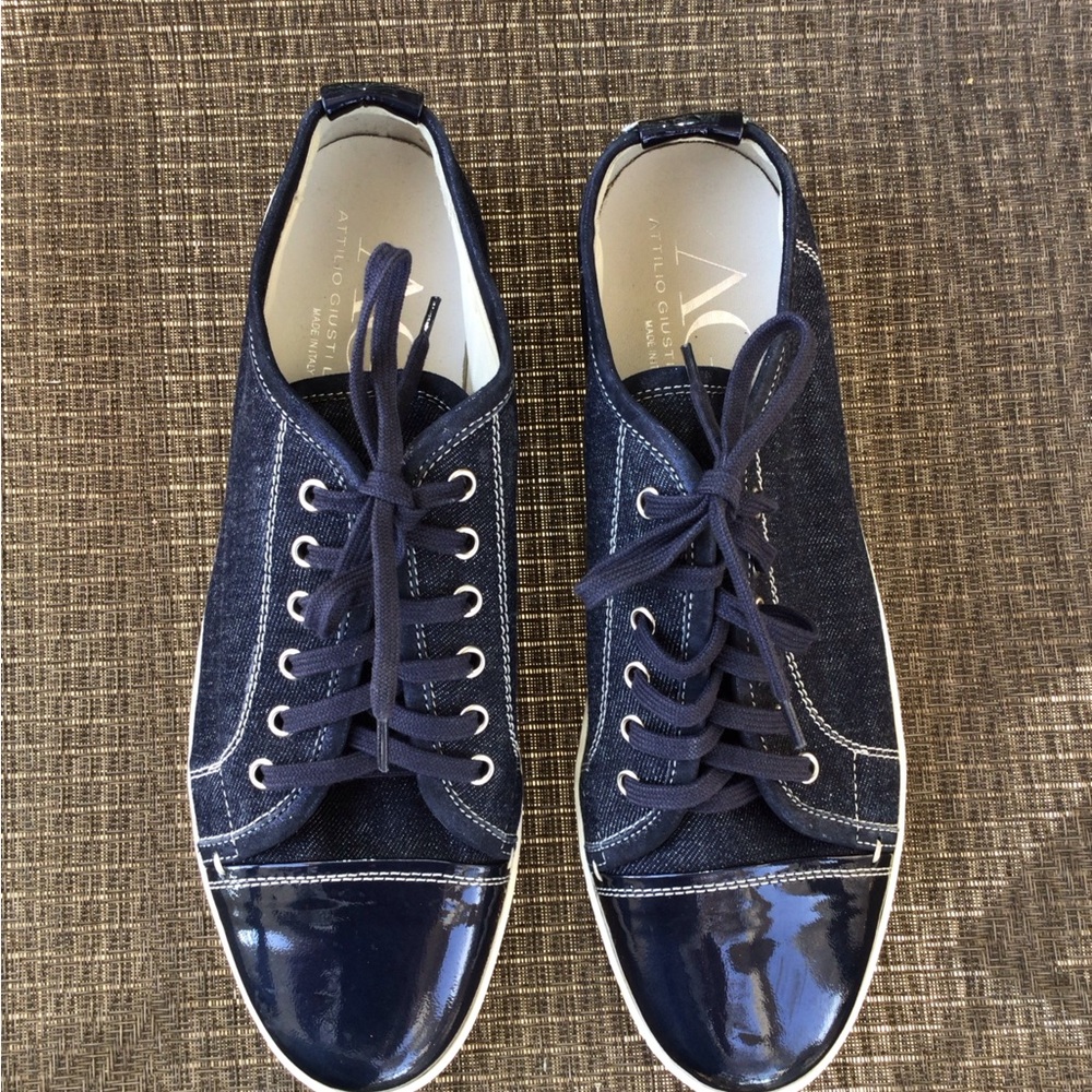 AGL Blue Denim/Patent Leather Sneakers